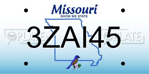 3ZAI45 Missouri License Plate