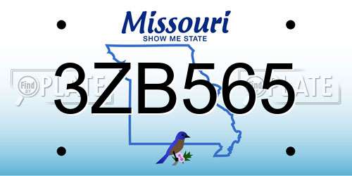 3ZB565 Missouri License Plate