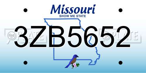 3ZB5652 Missouri License Plate
