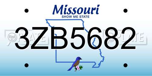 3ZB5682 Missouri License Plate