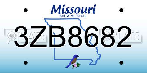 3ZB8682 Missouri License Plate