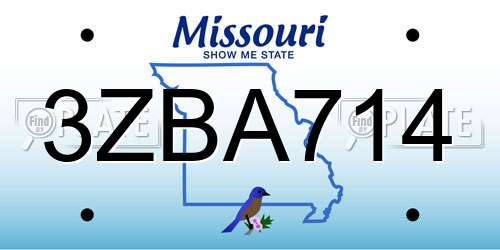 3ZBA714 Missouri License Plate