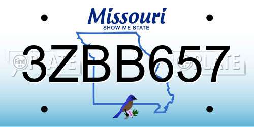 3ZBB657 Missouri License Plate