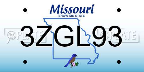 3ZGL93 Missouri License Plate