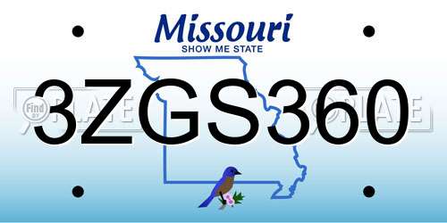 3ZGS360 Missouri License Plate
