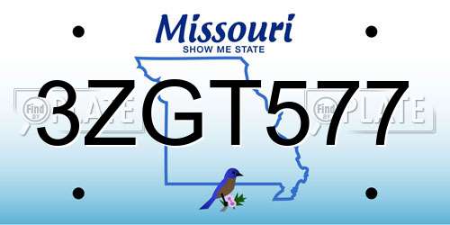 3ZGT577 Missouri License Plate