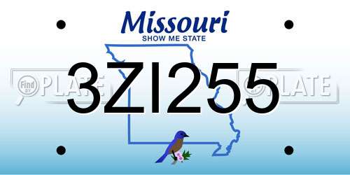 3ZI255 Missouri License Plate