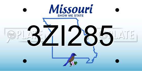 3ZI285 Missouri License Plate