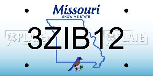 3ZIB12 Missouri License Plate