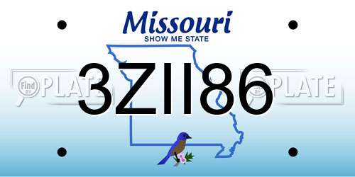 3ZII86 Missouri License Plate