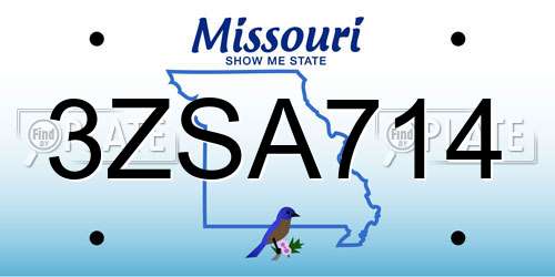 3ZSA714 Missouri License Plate
