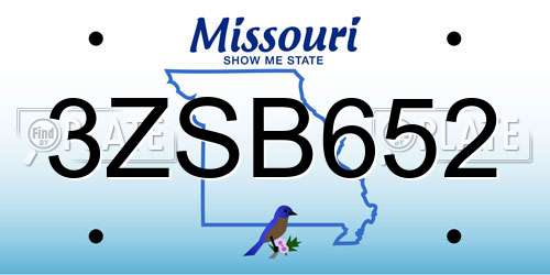 3ZSB652 Missouri License Plate