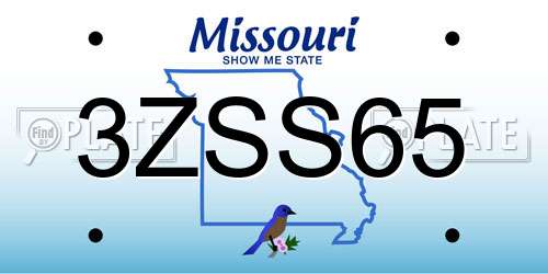 3ZSS65 Missouri License Plate