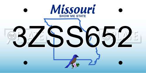 3ZSS652 Missouri License Plate