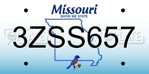 3ZSS657 Missouri License Plate