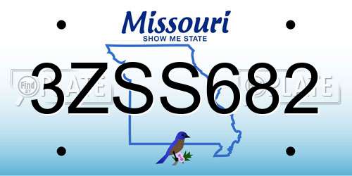 3ZSS682 Missouri License Plate