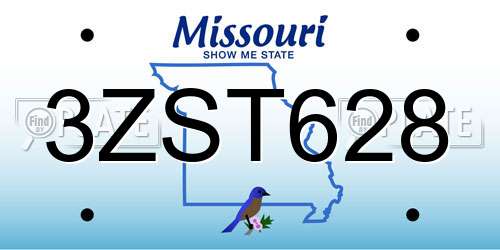 3ZST628 Missouri License Plate