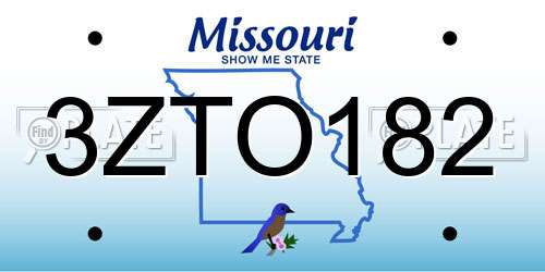 3ZTO182 Missouri License Plate