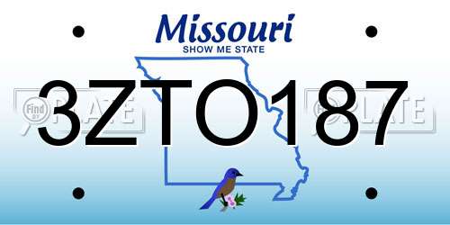 3ZTO187 Missouri License Plate