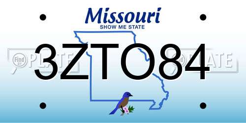 3ZTO84 Missouri License Plate