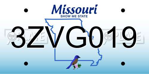3ZVG019 Missouri License Plate