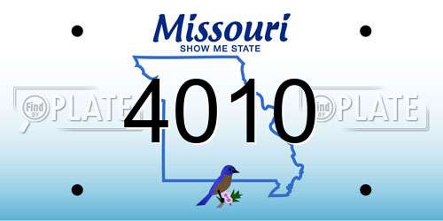 4010 Missouri License Plate