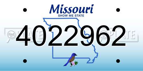 4022962 Missouri License Plate