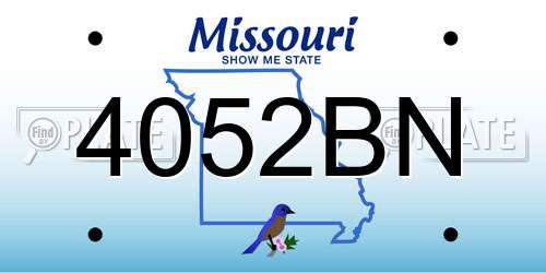 4052BN Missouri License Plate