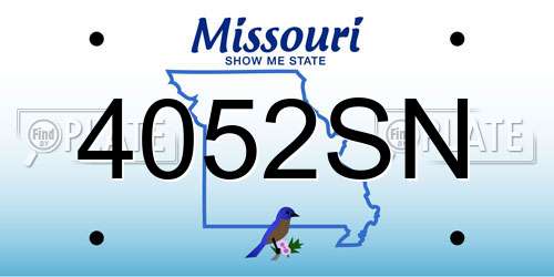 4052SN Missouri License Plate