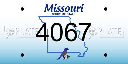 4067 Missouri License Plate