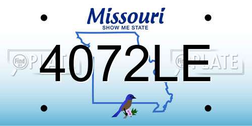 4072LE Missouri License Plate