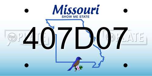 407D07 Missouri License Plate