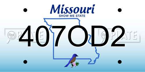 407OD2 Missouri License Plate