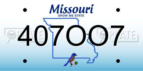 407OO7 Missouri License Plate