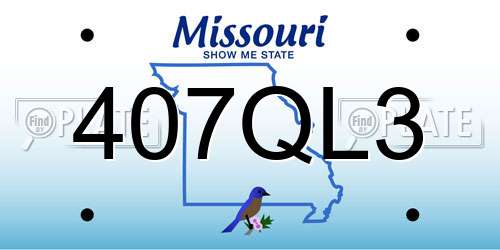407QL3 Missouri License Plate
