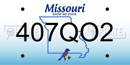 407QO2 Missouri License Plate