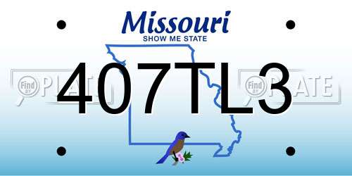 407TL3 Missouri License Plate
