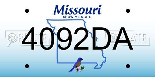 4092DA Missouri License Plate