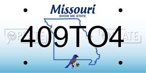 409TO4 Missouri License Plate