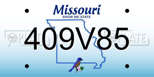 409V85 Missouri License Plate