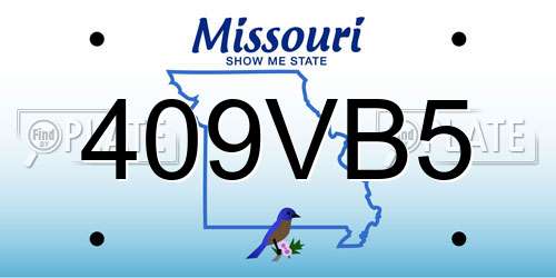 409VB5 Missouri License Plate