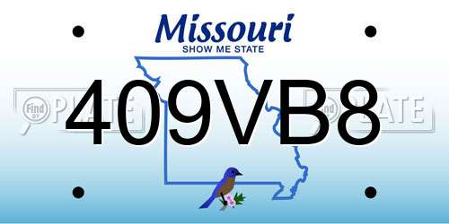409VB8 Missouri License Plate