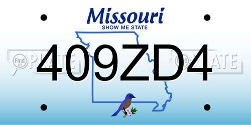 409ZD4 Missouri License Plate