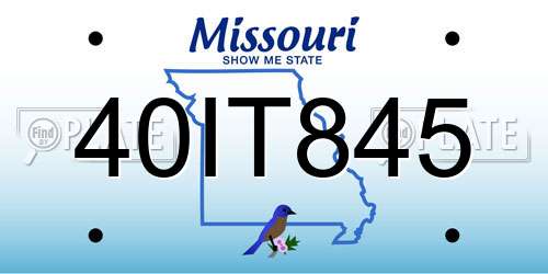 40IT845 Missouri License Plate