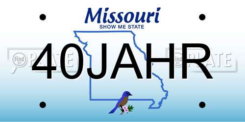 40JAHR Missouri License Plate