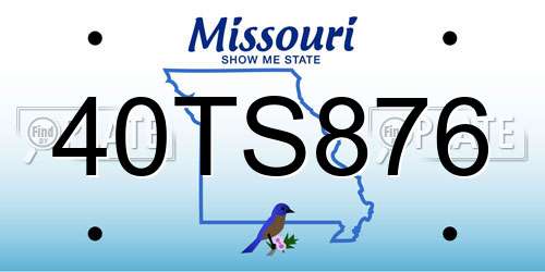 40TS876 Missouri License Plate