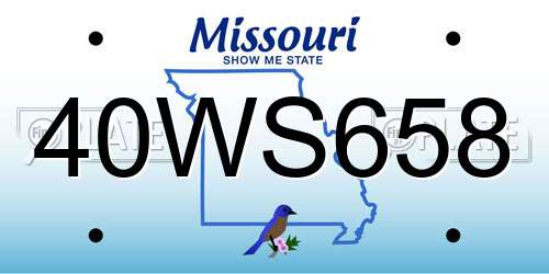 40WS658 Missouri License Plate