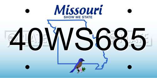 40WS685 Missouri License Plate
