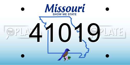 41019 Missouri License Plate