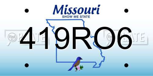 419RO6 Missouri License Plate